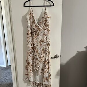 Express Brown and White High Low Dress